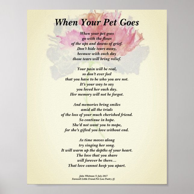 Poema: "When Your Pet Go" (Female) Poster (Matte) (Frente)