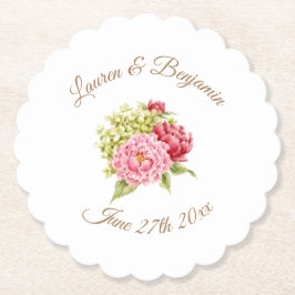 Poeonias e Hidrangea Floral Porta-copos de Papel