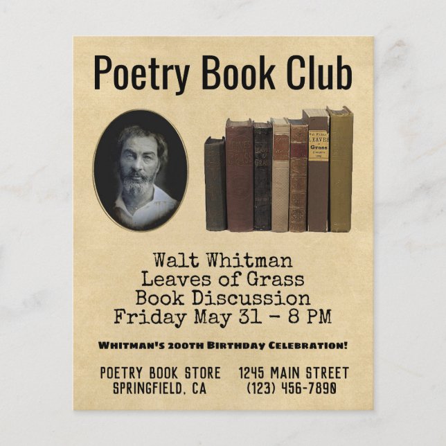 Poesia Book Club Flyer Walt Whitman Birthday (Frente)