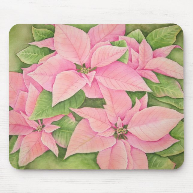 Poinsétia cor-de-rosa Mousepad (Frente)