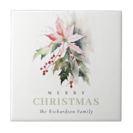 Poinsettia Berries Foliage Watercolor