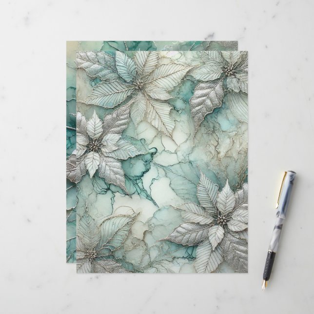 Poinsettia de Fosco de prata (Frente/Verso In Situ)