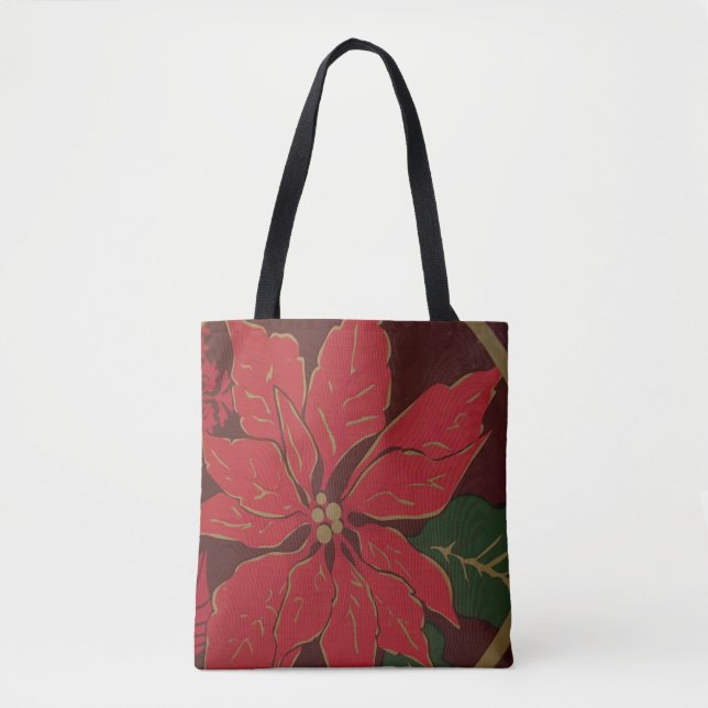 Poinsettia De Natal Por Toda A Impressão Tote Bag (Frente)