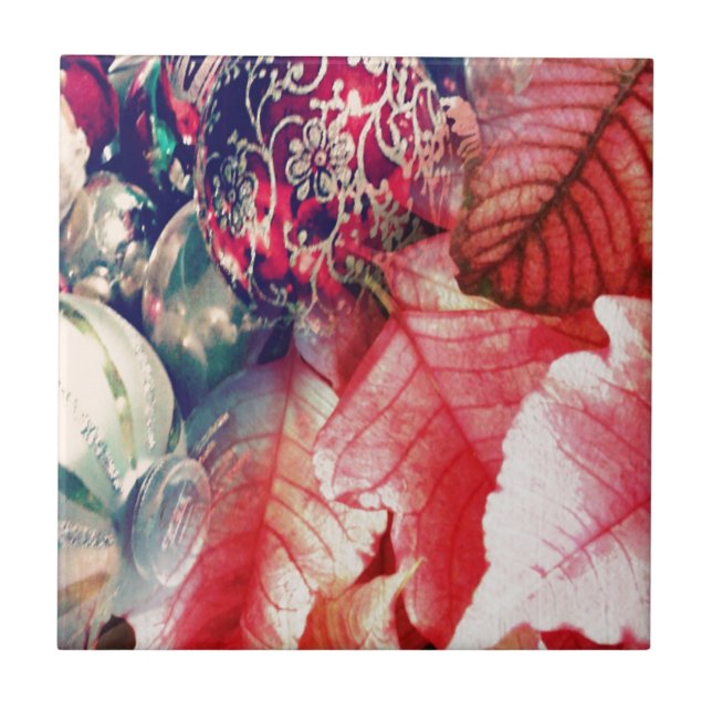 Poinsettia e Natais vintages - Ornações digitais (Frente)