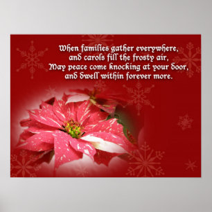Poinsettia em Vermelho com Poem Poster