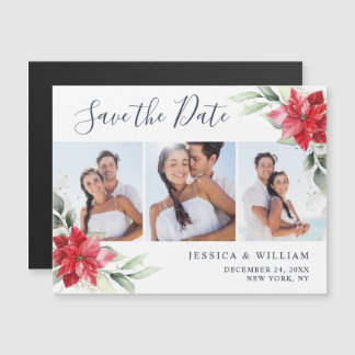 Poinsettia Eucalyptus Salve a Data do Cartão Magné
