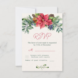 Poinsettia Greenery Foliage Wedding RSVP