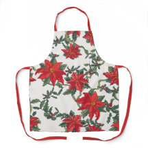 Poinsettia Kitchen Apron Allover impressão