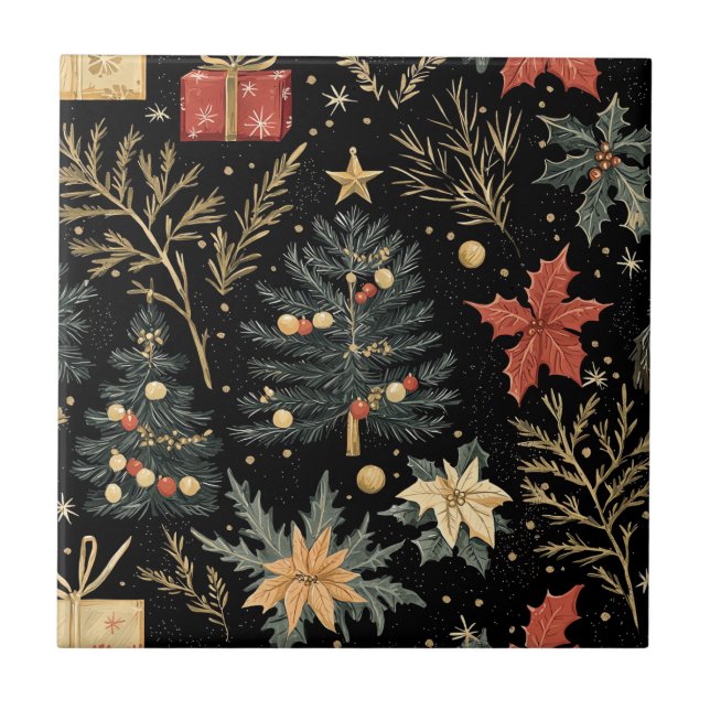 Poinsettia Padrão Floral de Natal (21) (Frente)