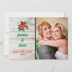 Poinsettia Paz & Amor Casamento - Cartão de Natal