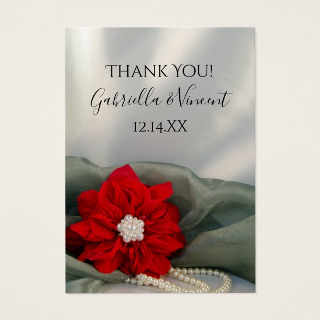 Poinsettia Pearls Casamento no inverno Verde Favor (Frente)