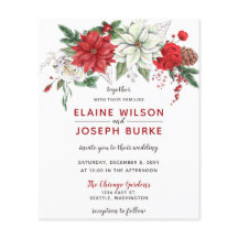 Poinsettia Pine cone Convite para Casamento