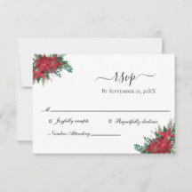 Poinsettia Red Christmas Casamento no inverno RSVP