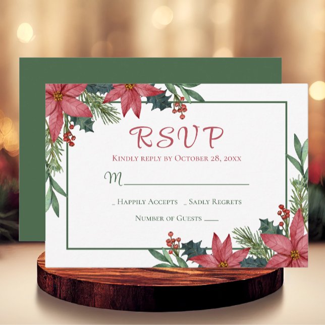 Poinsettia Red Christmas Floral Weding RSVP (Criador carregado)