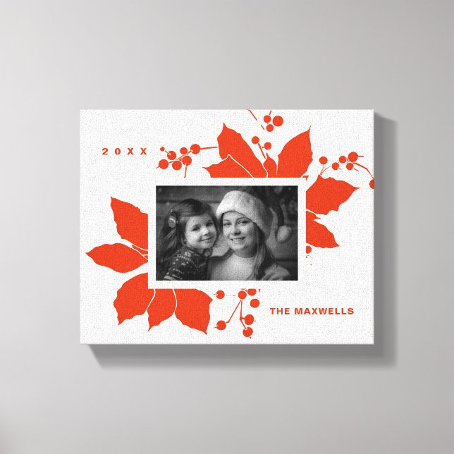 Poinsettia Red Graphic Holiday Canvas Impressão (Frente)