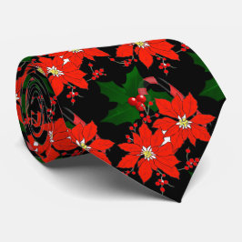 Poinsettia Vermelha de Natal em Gravata Preta