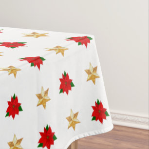Poinsettias de Natal & Estrelas em Toalha de Mesa 