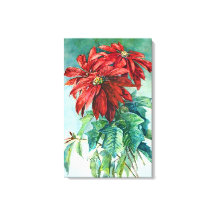 Poinsettias Vintage Art Canvas