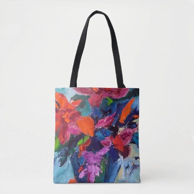 Pointsettia & Snowman Tote Bag (Frente)