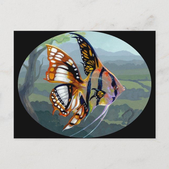 "Poissons Volants : Étude I" Cartão postal (Frente)