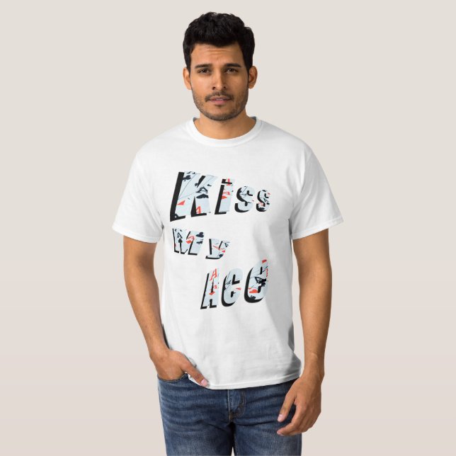 Poker Beija Meu Ás, Engraçada Mens Camiseta Branca (Frente Completa)