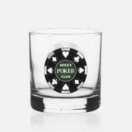 Poker Club Chip Whiskey Rocks Glass Drinkware
