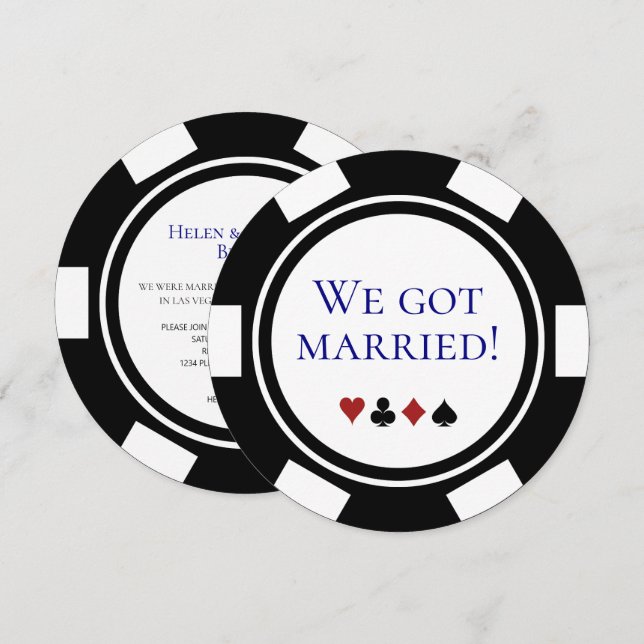 Poker de Anúncio de Casamento em Vegas Azul (Frente/Verso)