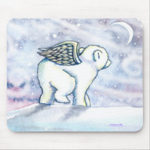 Polar Bear Angel Cub Mousepad por Molly Harrison