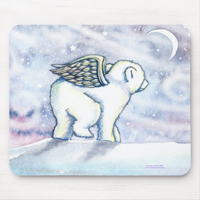 Polar Bear Angel Cub Mousepad por Molly Harrison (Frente)