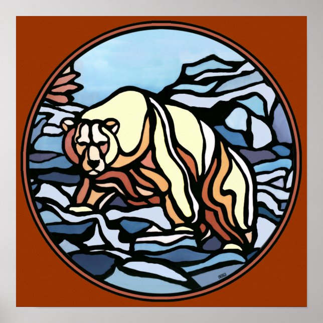 Polar Bear Art Impressão Tribal Willife Home Decor (Frente)