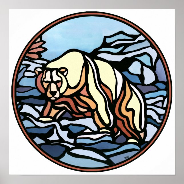 Polar Bear Art Impressão Tribal Willife Home Decor (Frente)