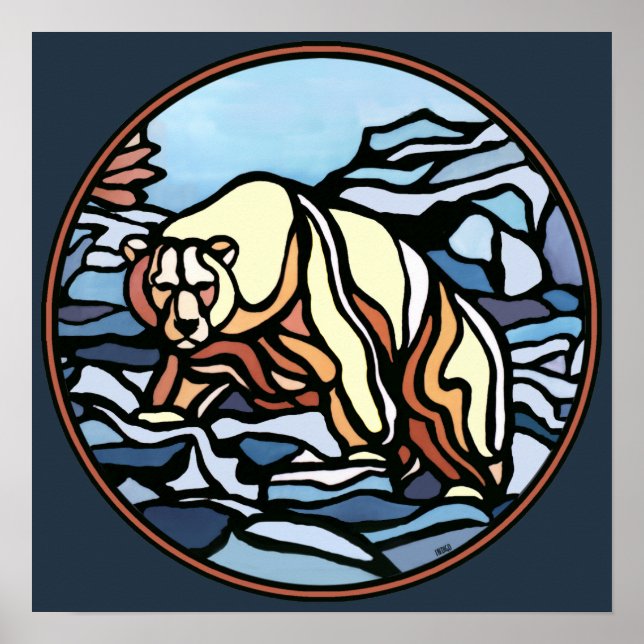 Polar Bear Art Impressão Tribal Willife Home Decor (Frente)