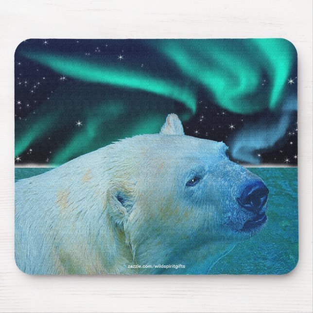 Polar Bear & Aurora Borealis Art Mousepad (Frente)
