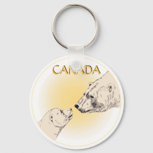 Polar Bear & Cub Chaveiro Wildlife Art Canada Gift
