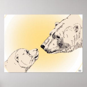 Polar Bear & Cub Poster Wildlife Decor