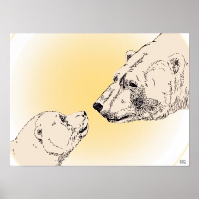 Polar Bear & Cub Poster Wildlife Decor (Frente)