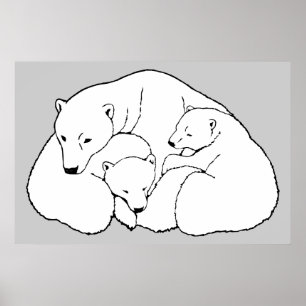Polar Bear & Cubs Art Impressão