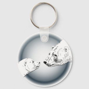 Polar Bear e Cub Key Chain Bear Chaveiro