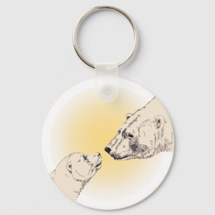 Polar Bear e Cub Key Chain Bear Chaveiro