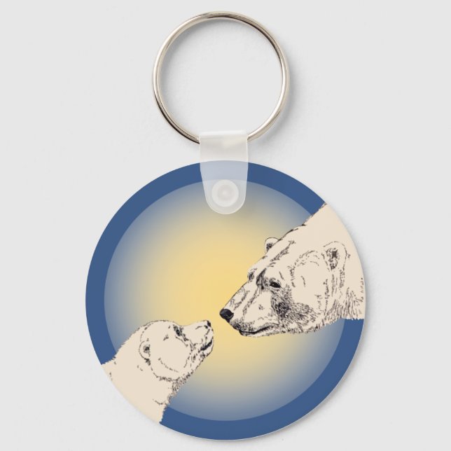 Polar Bear e Cub Key Chain Bear Chaveiro (Frente)