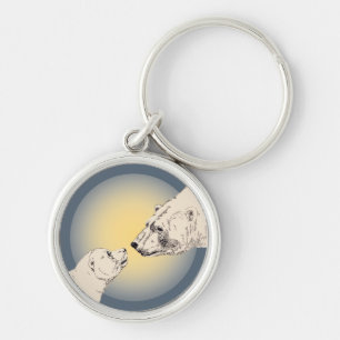 Polar Bear e Cub Key Chain Bear Chaveiro