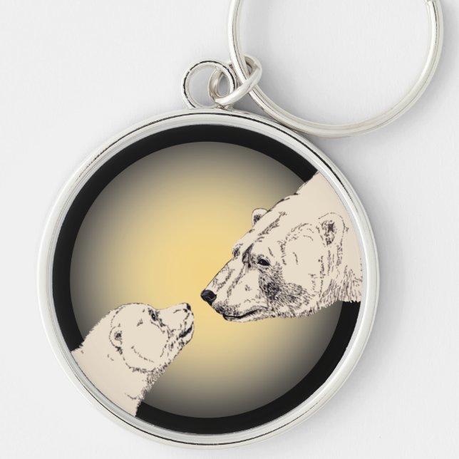 Polar Bear e Cub Key Chain Bear Chaveiro (Frente)