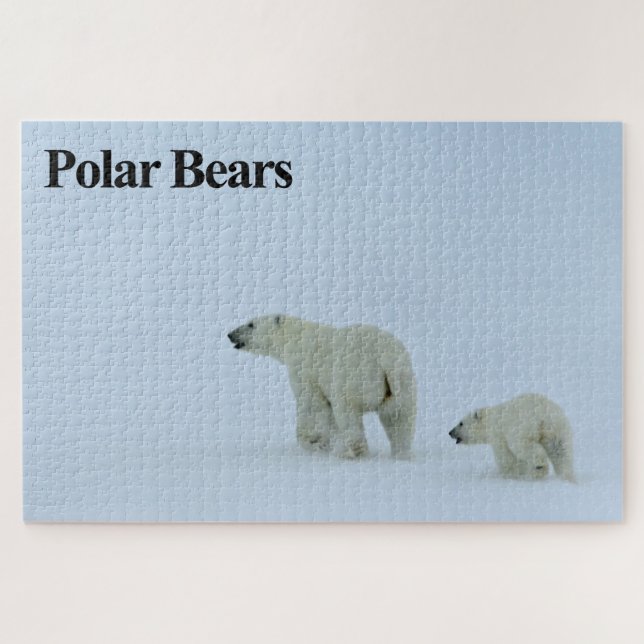 Polar Bear e Cub Quebra-cabeça (Horizontal)