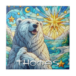 Polar Bear Faux Stained Glass Personalized