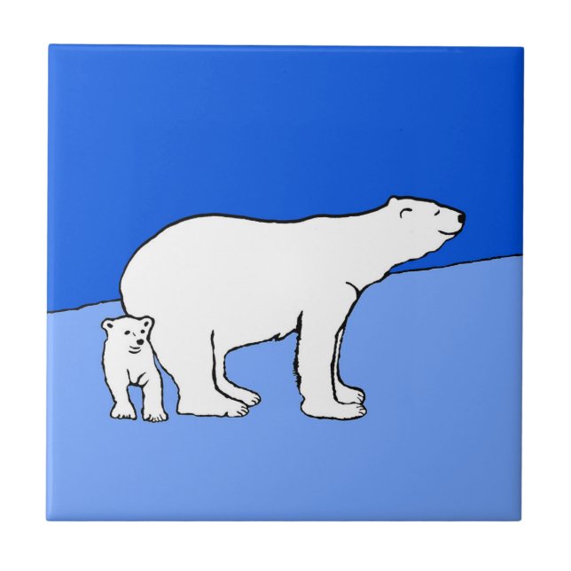 Polar Bear Mãe e Pintura em Cubo - Arte Selvagem (Frente)
