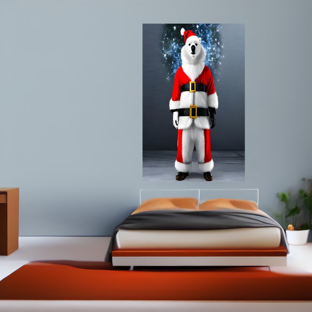 Polar Bear Santa Claus | AI Art Poster (Criador carregado)