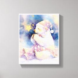 Polar Bear Whimsical Watercolor Nursery Canvas 