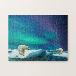 Polar Bears e Aurora Borealis Quebra-cabeça