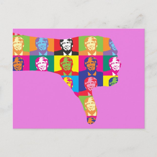 Polegar para Baixo no Cartão Postal de Trump (Frente)