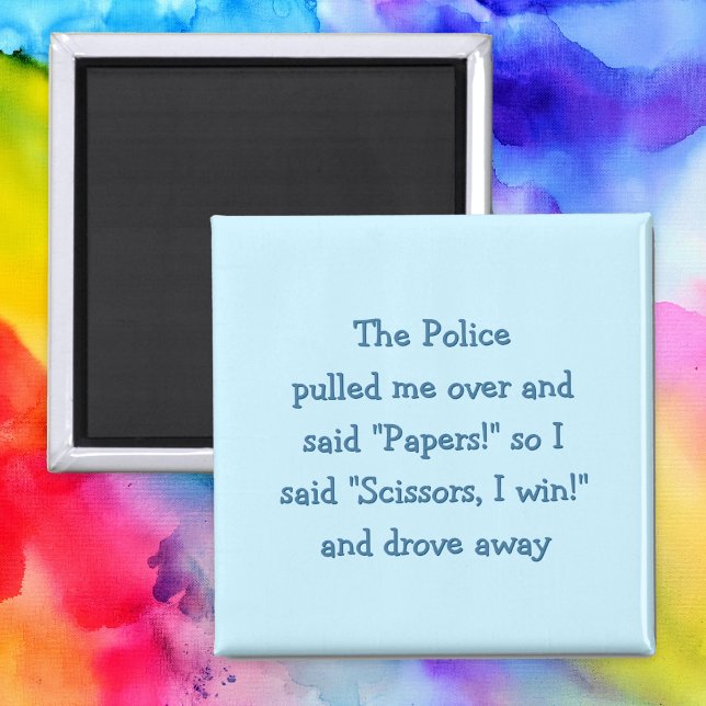 Polícia Engraçada Agita Imã de geladeira de Tesour (Funny Police Rock Paper Scissors Fridge Magnet)